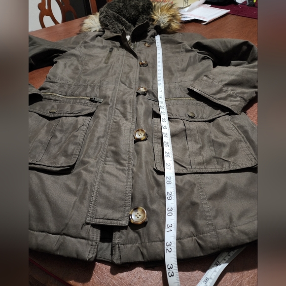 RACHEL Rachel Roy Olive Utility Jacket with Faux Fur Hood - Picture 4 of 13